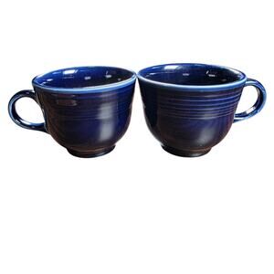 Lot of 2 Fiesta Ware Flat Cups Cobalt Blue HLC USA Replacement